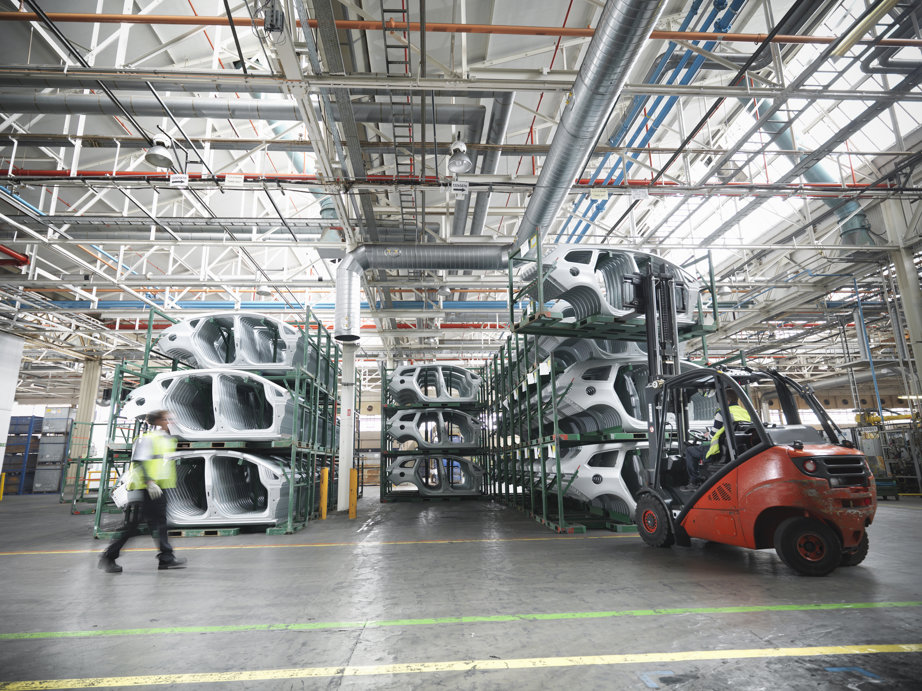 a person walking in a factory