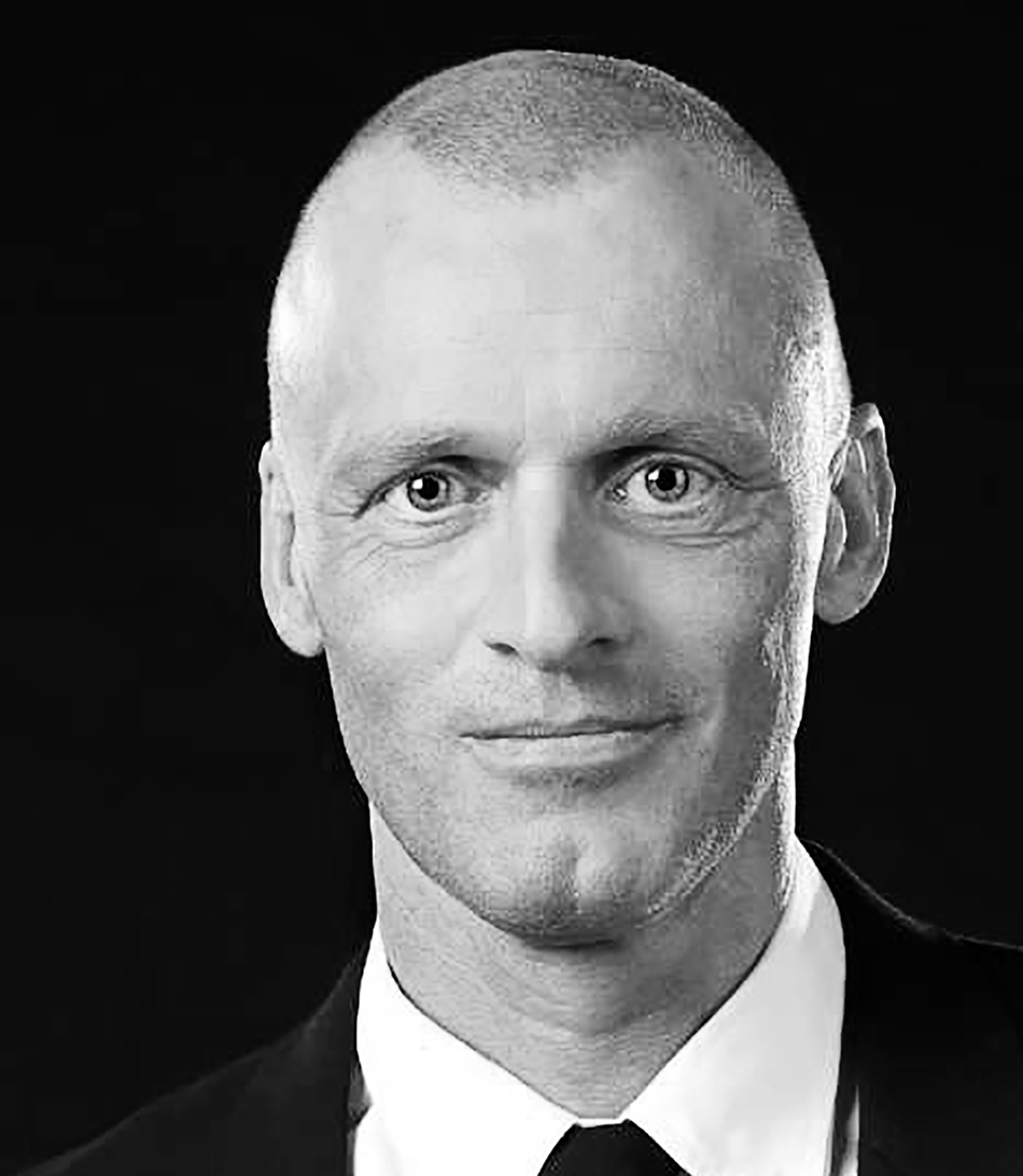 a man with a serious expression